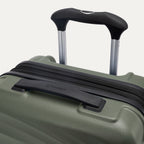 Top view of Travelpro Maxlite Air V2 Carry-On Hardside Spinner in Slate Green, showing Contour Grip and PowerScope Lite Handle.

