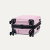 Bottom view of Travelpro Maxlite Air V2 Carry-On Expandable Spinner in Forever Pink, featuring 360° Spinner Wheels and Low-Profile Bottom Carry Handles.
