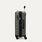 Side view of Travelpro Maxlite Air V2 Spinner in Slate Green, showing expandable zipper and Low-Profile Side Carry Handles.

