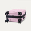 Bottom view of Travelpro Maxlite Air V2 Spinner in Orchid Pink, featuring dual spinner wheels and visible side carry handle.