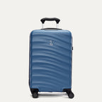 Front view of Travelpro Maxlite Air V2 Carry-On Spinner in Ensign Blue, featuring extended handle and textured hard shell.