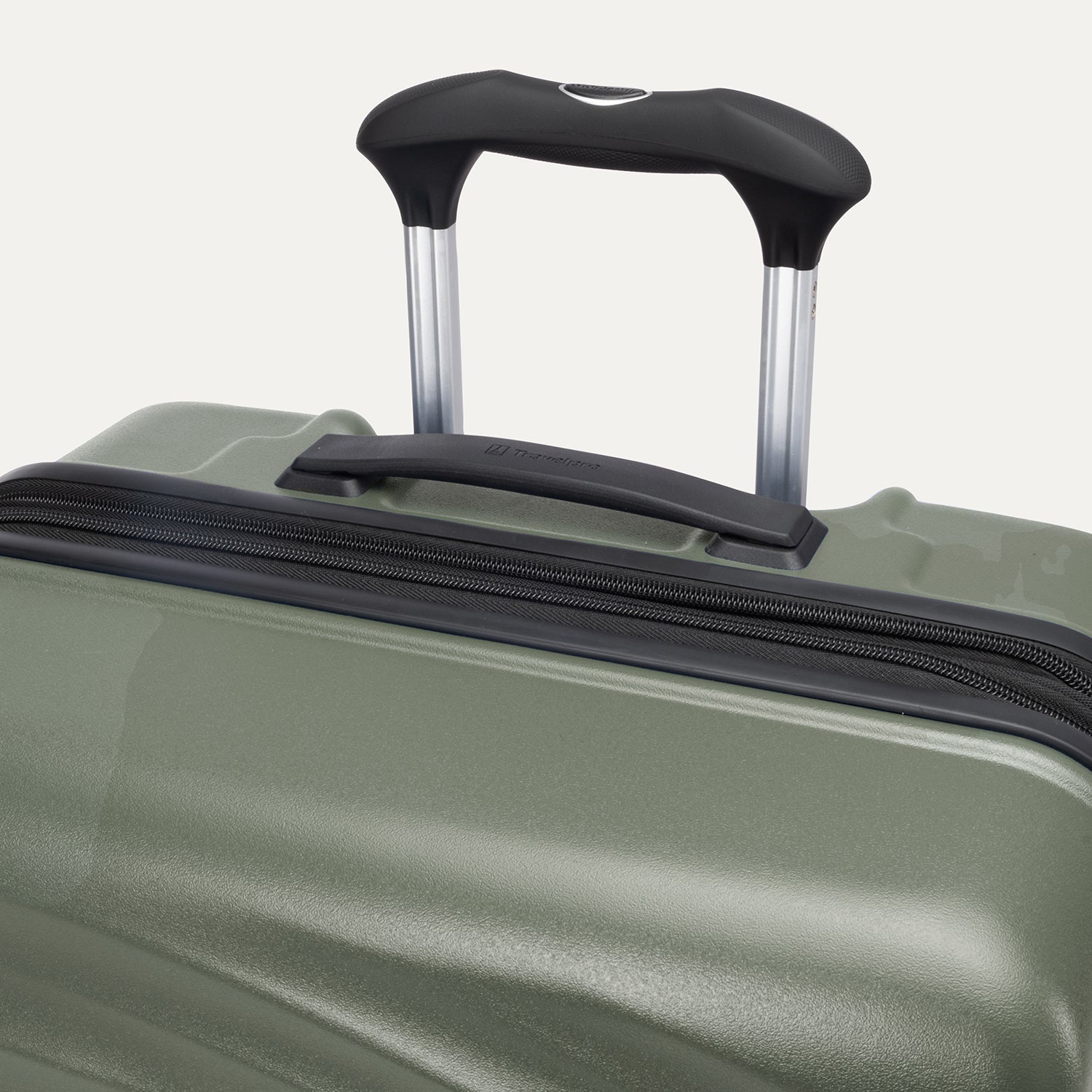 Top view of Travelpro Maxlite Air V2 Check-In Spinner in Slate Green, featuring the Contour Grip and PowerScope Lite Handle.