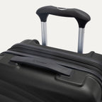 Top view of Travelpro Maxlite Air V2 Carry-On Hardside Spinner in Black, showing Contour Grip and PowerScope Lite Handle