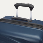 Top view of Travelpro Maxlite Air V2 Check-In Spinner in Midnight Blue, featuring the Contour Grip and PowerScope Lite Handle.