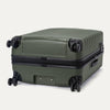Bottom view of Travelpro Maxlite Air V2 Spinner in Slate Green, featuring dual spinner wheels and visible side carry handle.
