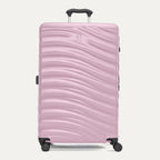 Front view of Travelpro Maxlite Air V2 Check-In Spinner in Orchid Pink, featuring a textured shell, integrated logo, top handle, and 360° spinner wheels.