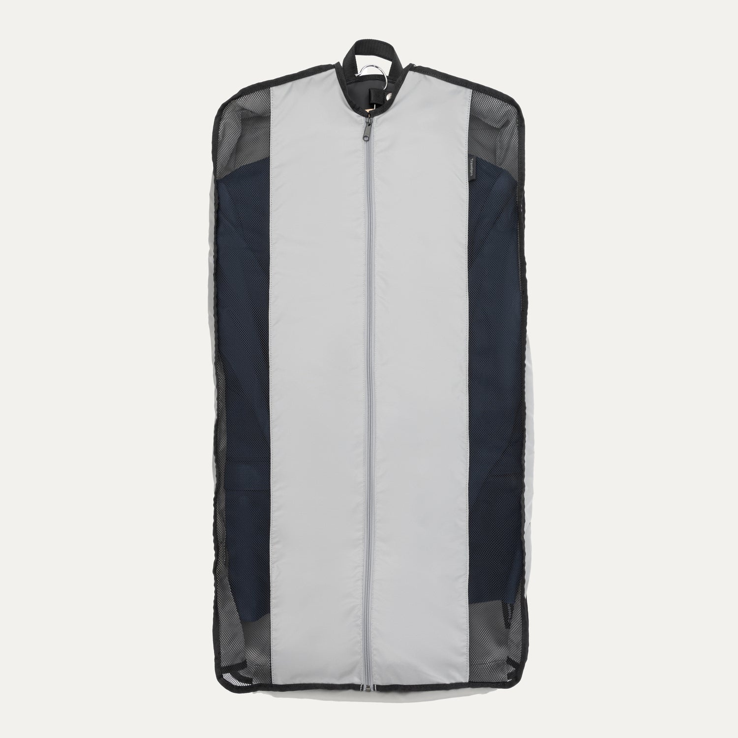 A black and gray Travelpro Essentials Drop-in Garment Sleeve with a zippered center opening and mesh side panels.