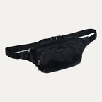 Black waist bag on a white background