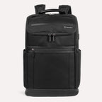 Front view of Travelpro Crew Executive Choice 3 Slim Backpack in Jet Black, featuring exterior quick-access pockets.
