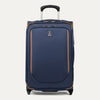 Front view of Travelpro Crew Classic Carry-On Rollaboard in Patriot Blue, featuring reinforced corners and PowerScope Lite Handle.
