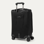 Rear view of the Travelpro Crew Classic Carry-On Spinner in Black, featuring a PowerScope Extension Handle.
