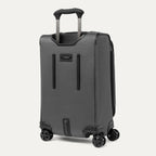 Rear view of the Travelpro Crew Classic Carry-On Spinner in Titanium Grey, featuring a PowerScope Extension Handle. 