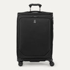 Front view of Travelpro Crew Classic Medium Check-In Expandable Spinner in Black, with 360° Spinner Wheels