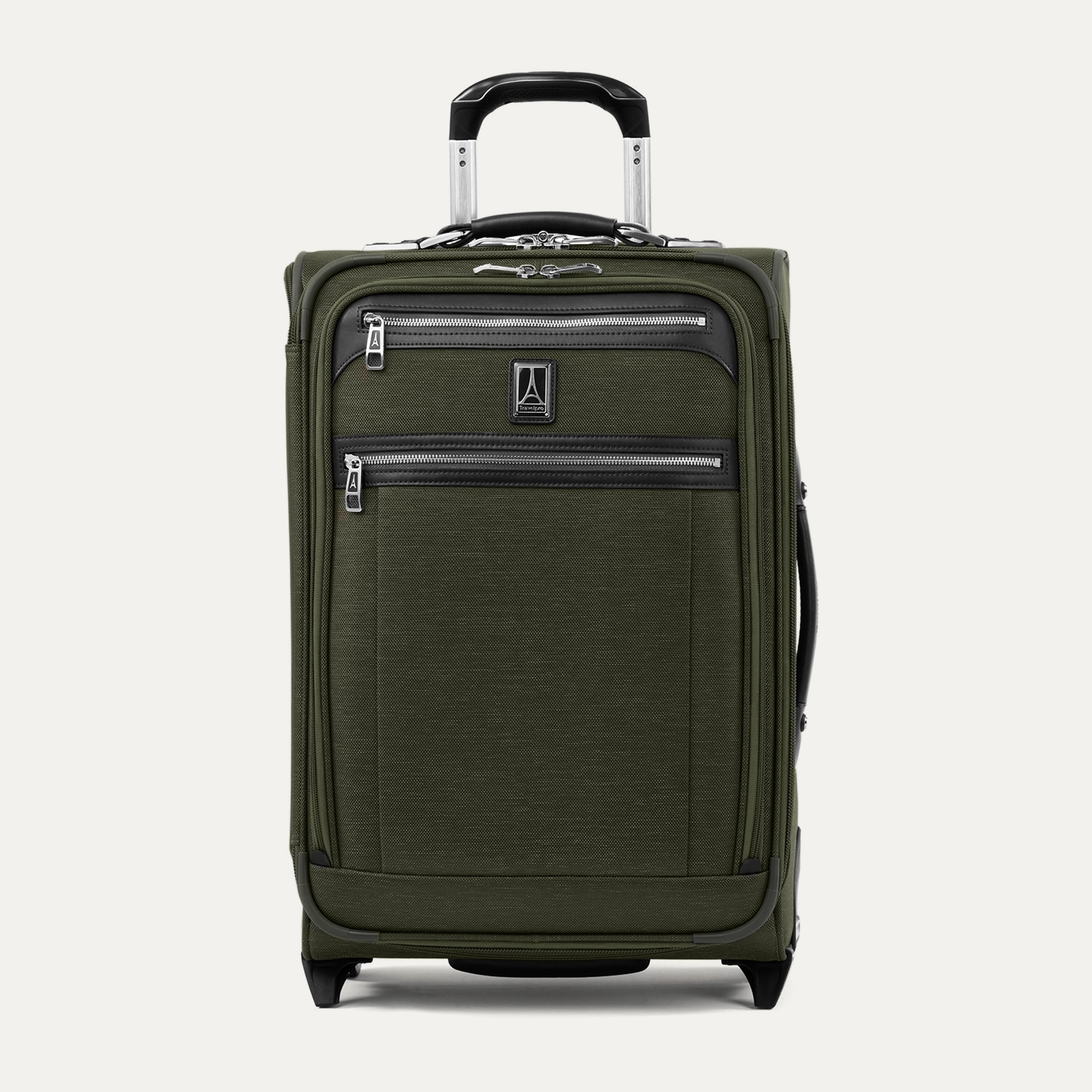 Green rollaboard suitcase facing forward