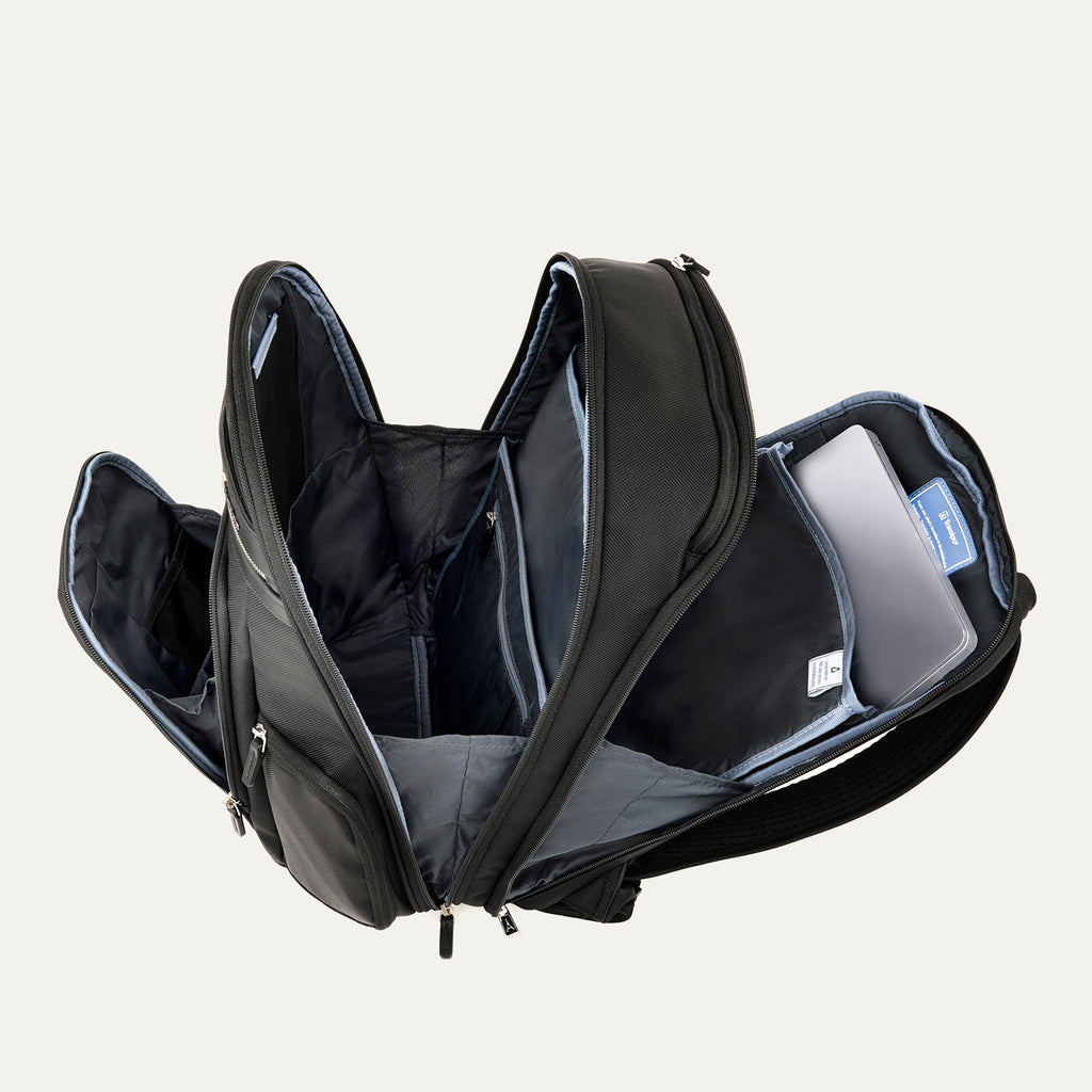 black leather business backpack The Narcissus Luxurious Laptop practicality and a dynamic attitude Personalized Black Leather Backpack with