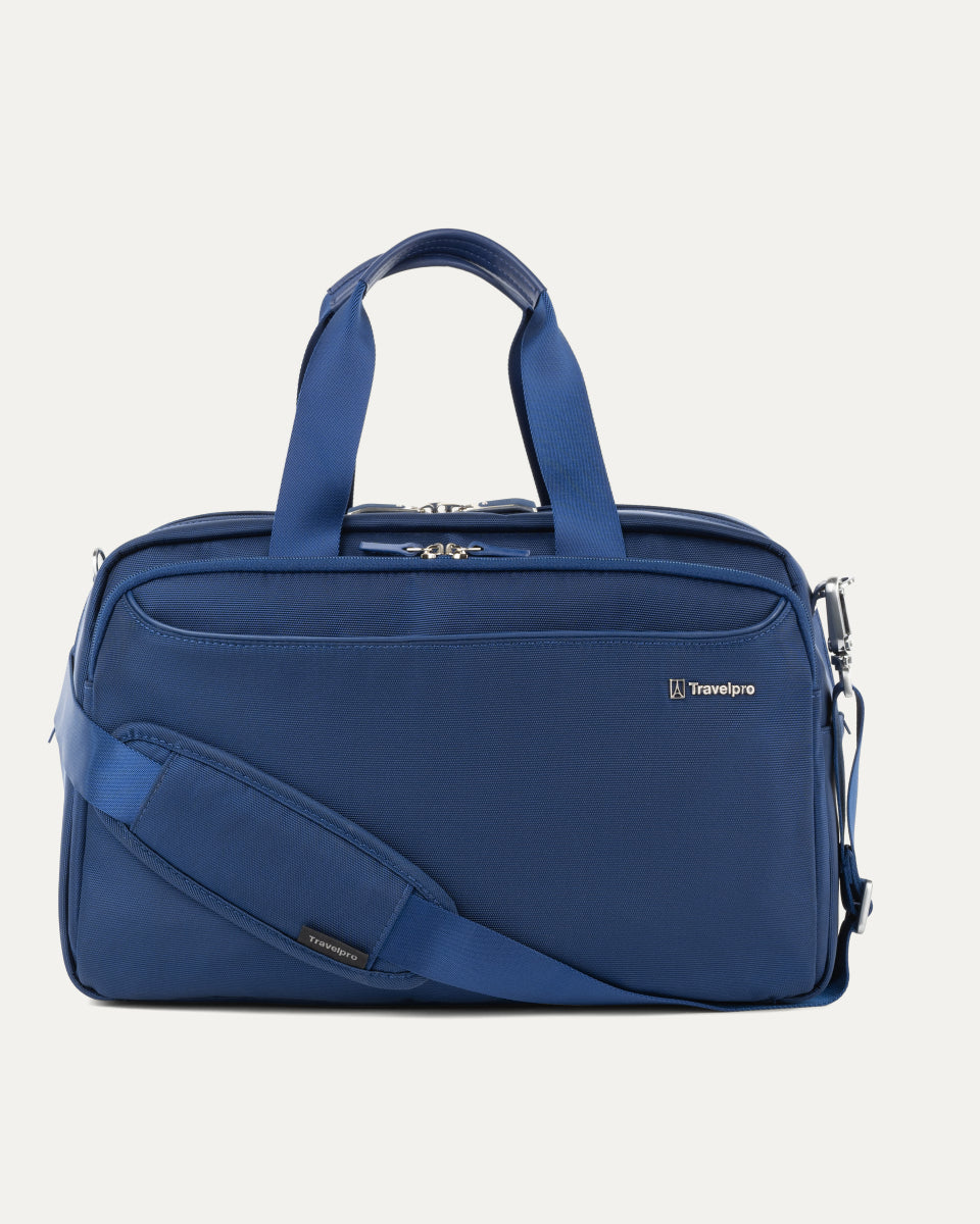 Front of VersaPack+ UnderSeat Travel Tote with Trolley Sleeve in Blue