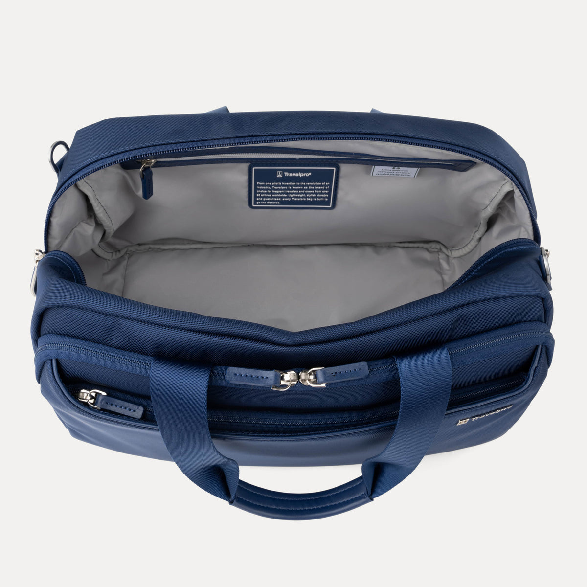 Interior of VersaPack+ UnderSeat Travel Tote with Trolley Sleeve in Blue