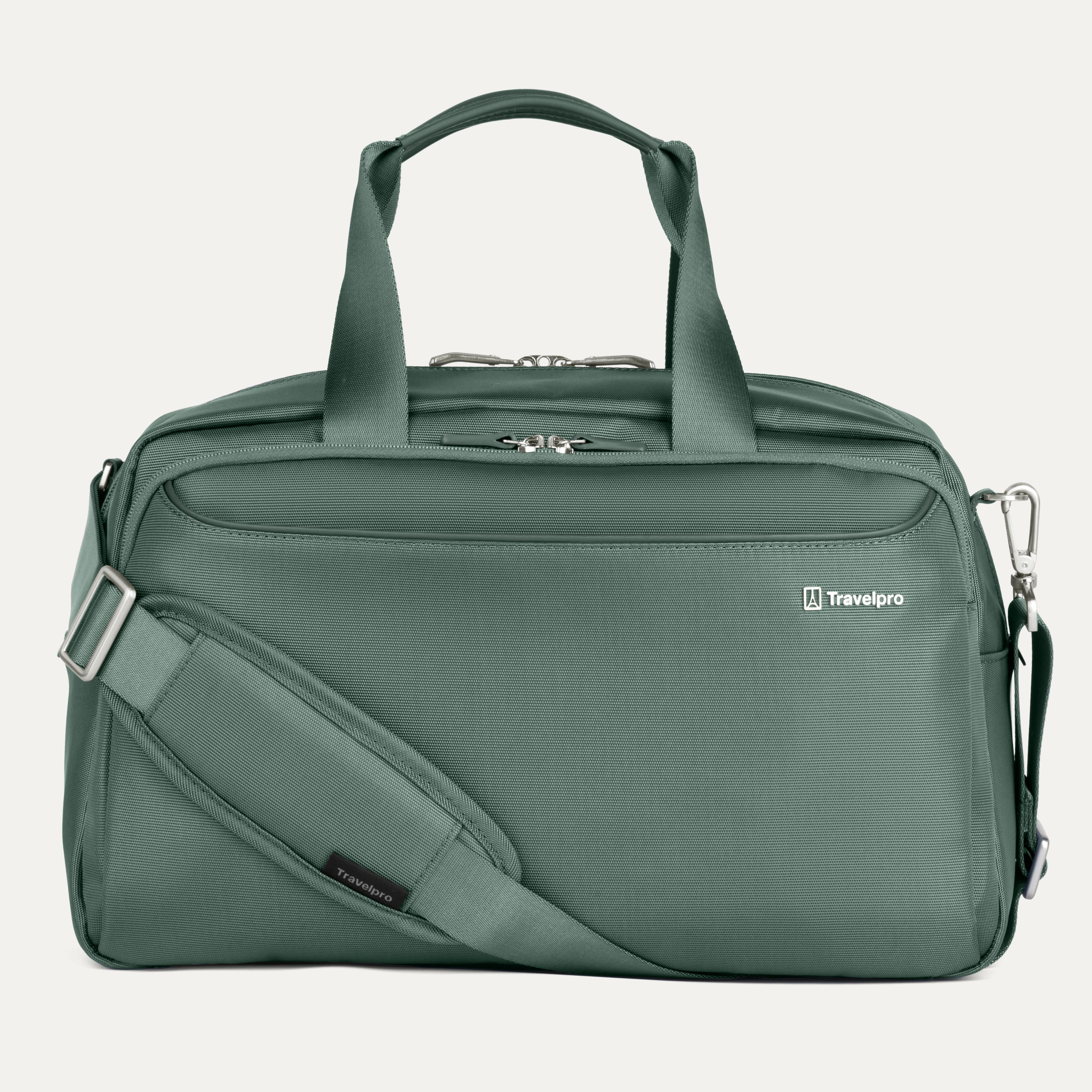 Front of VersaPack+ UnderSeat Travel Tote with Trolley Sleeve in Green