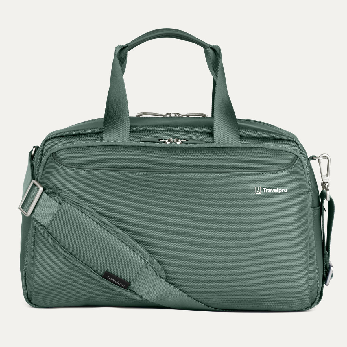 Front of VersaPack+ UnderSeat Travel Tote with Trolley Sleeve in Green
