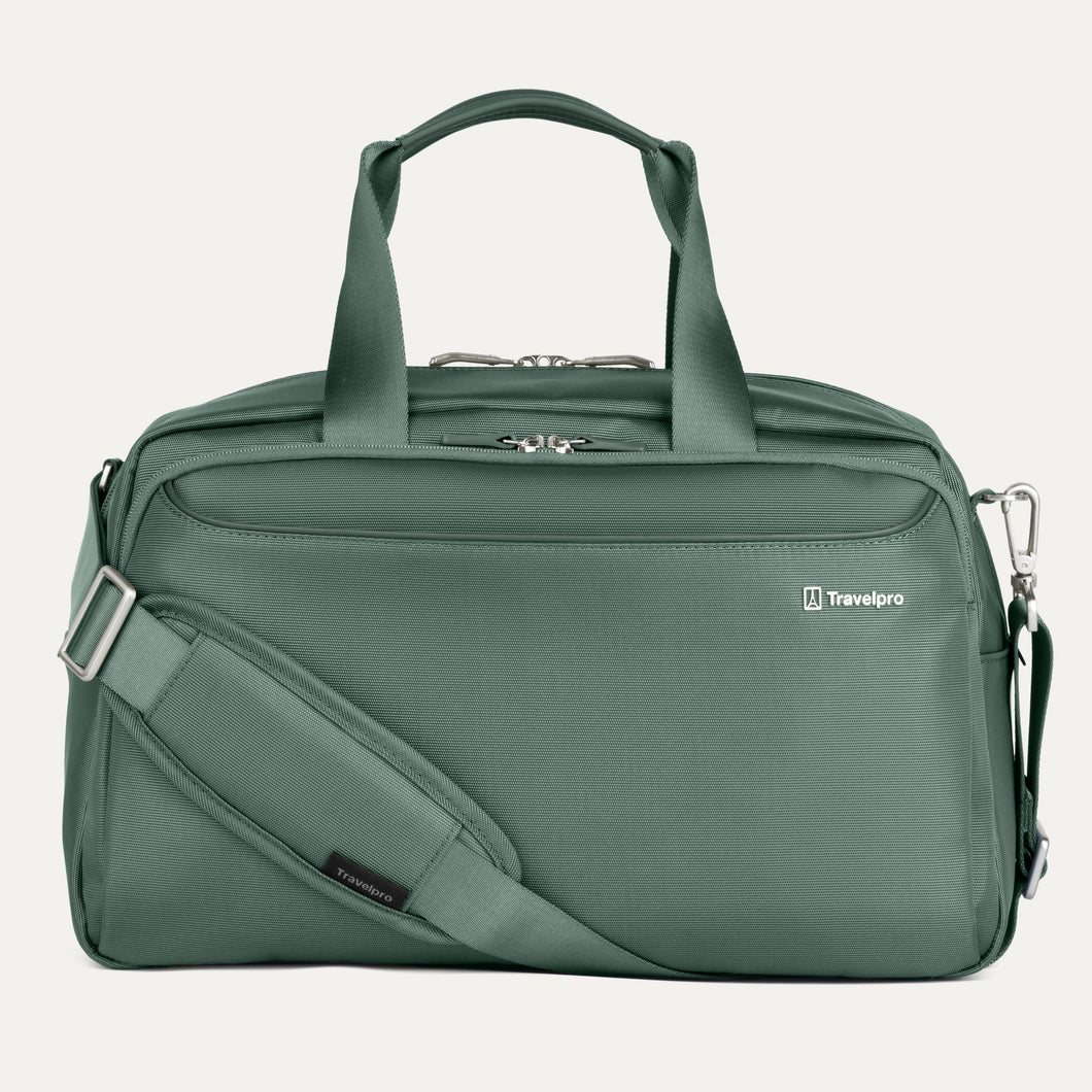Front of VersaPack+ UnderSeat Travel Tote with Trolley Sleeve in Green