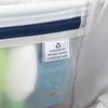 Label on a product indicating recycled plastic bottle lining