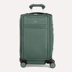 Front view of Travelpro Versapack+  Carry-On in Desert Sage Green, featuring a PowerScope Extension Handle.