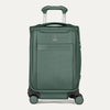 Front view of Travelpro Versapack+ Compact Carry-On Spinner in Desert Sage Green, featuring front document pocket and 360° Spinner Wheels.