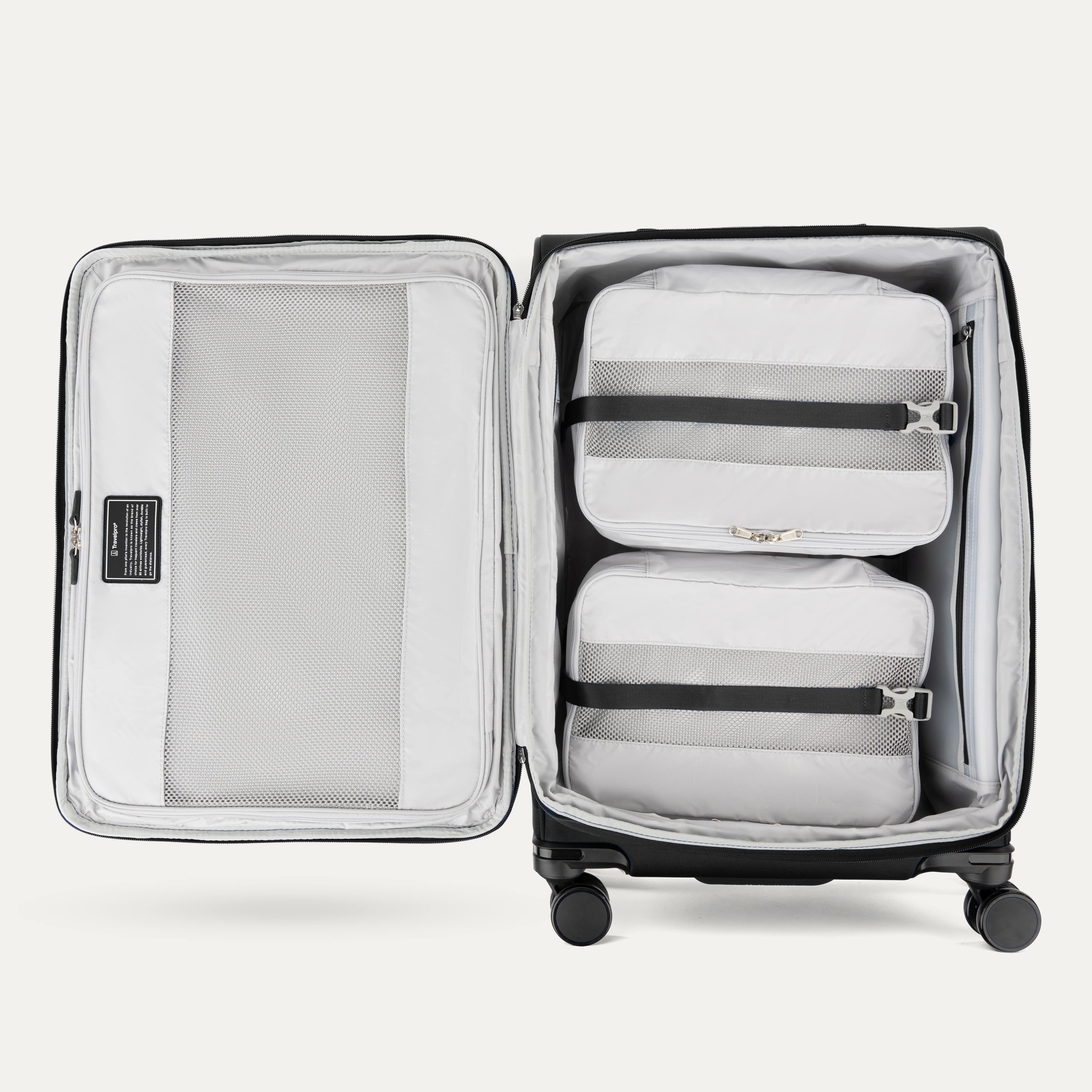 Interior of Black VersaPack+ Medium Check-In Luggage Spinner with Removable Compression Packing Cubes