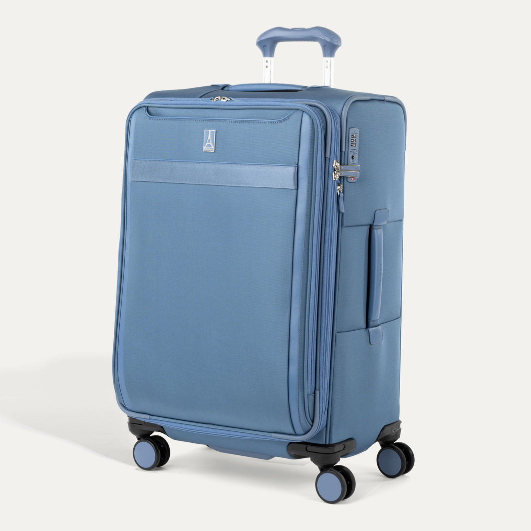 Front of VersaPack+ Medium Check-In Luggage Spinner in Baby Blue