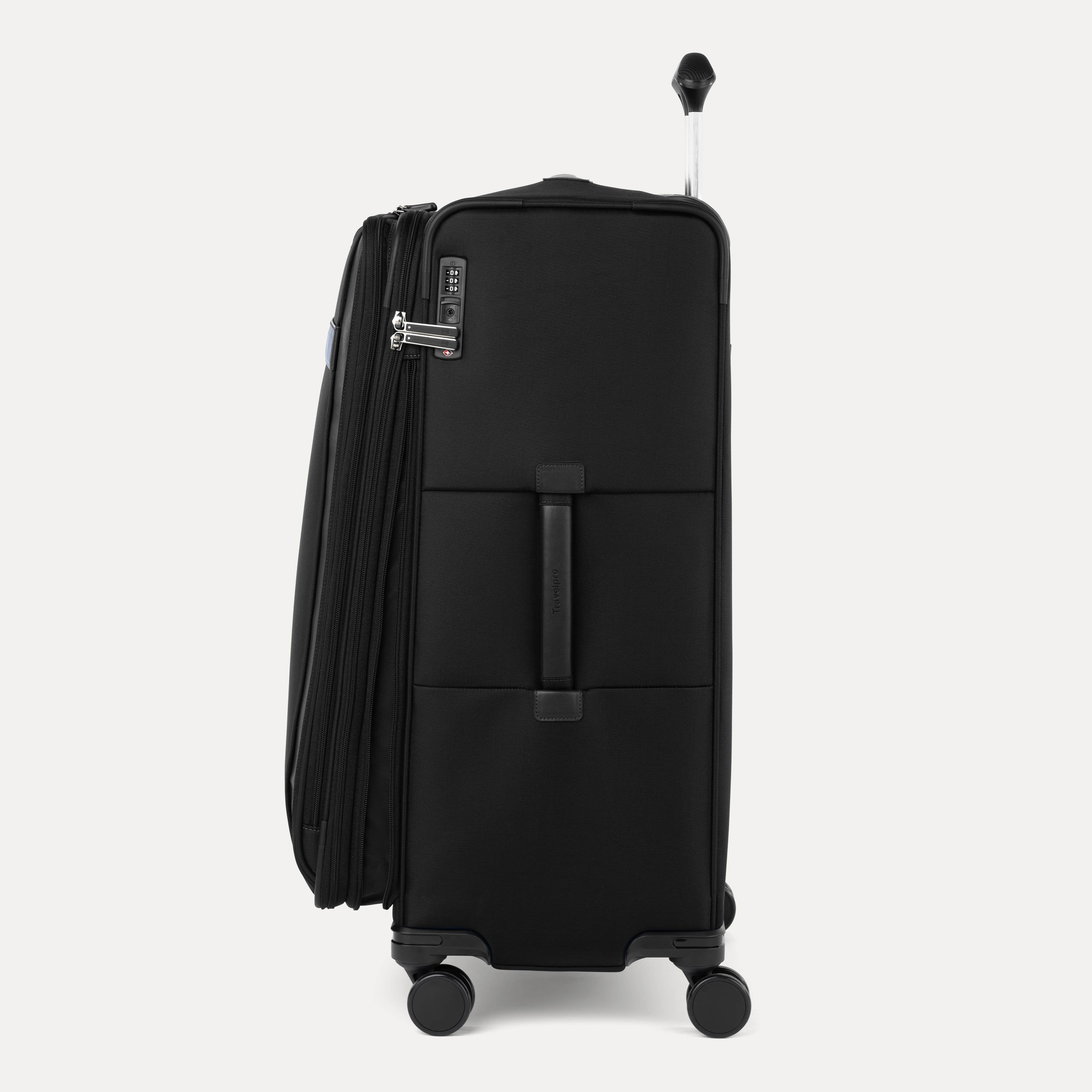 Side of Softsided VersaPack+ Extra Large Checked Luggage Spinner in Black