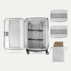 Water Resistant Interior of Green VersaPack+ Extra Large Checked Luggage Spinner with Compression Packing Organizers
