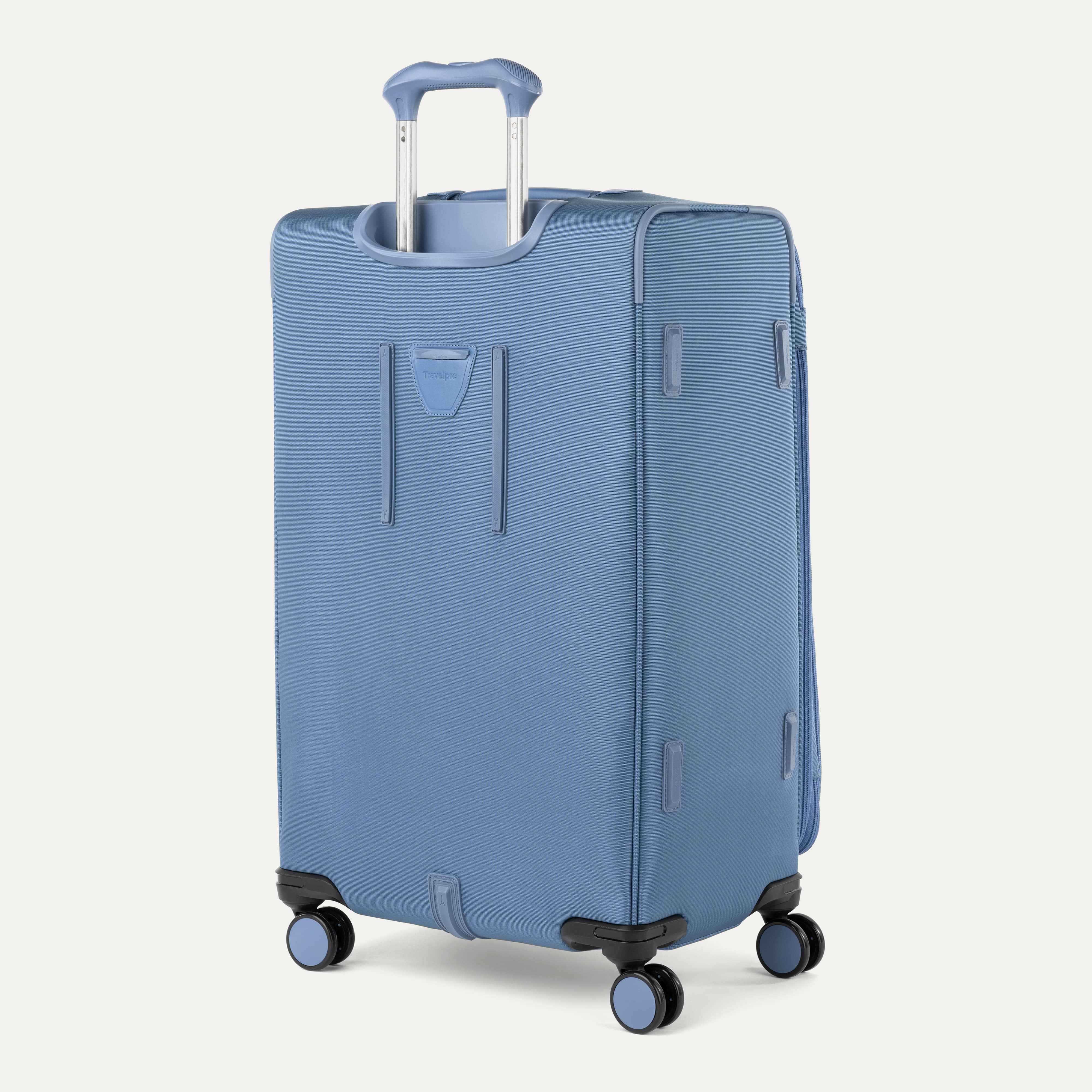 Back of Softsided VersaPack+ Extra Large Checked Luggage Spinner in Blue