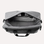  Travelpro® Altitude™ Double Expansion Duffel in Falcon Grey shown from above with the top zipper open, revealing a spacious main compartment
