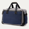Rear view of the Travelpro® Altitude™ Double Expansion Duffel in Stellar Navy/Grey, featuring dual carry handles with reinforced stitching and a large exterior slip pocket.