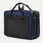 Travelpro® Altitude™ Full Expansion Brief in Aviator Navy shown from the back, featuring a large slip pocket, reinforced stitching, and durable dual top handles.
