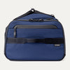 Side view of the Travelpro Altitude Convertible Duffel/Backpack in Aviator Navy, showing grab handle and waterproof zippered pocket.
