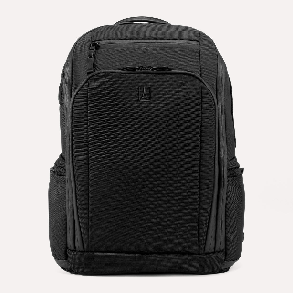 Black backpack on a white background