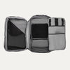 Interior view of Travelpro Altitude All-Purpose Laptop Backpack in Falcon Grey, showing divided compartments and multiple mesh and slip pockets.


