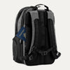 Rear view of Travelpro Altitude All-Purpose Laptop Backpack in Falcon Grey, showing padded straps and QuickSlip Pocket with phone and hidden pocket with passport.
