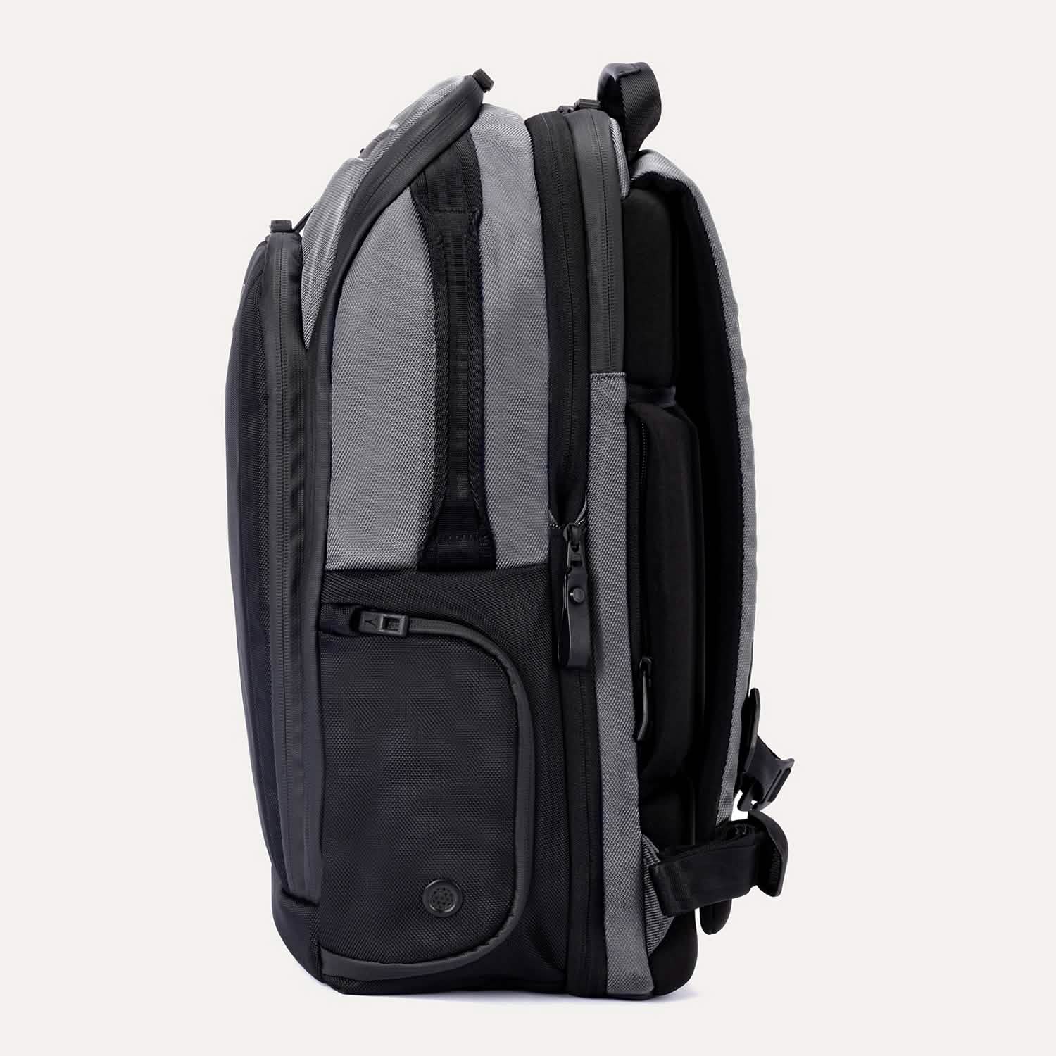 Side view of Travelpro Altitude All-Purpose Laptop Backpack in Falcon Grey
