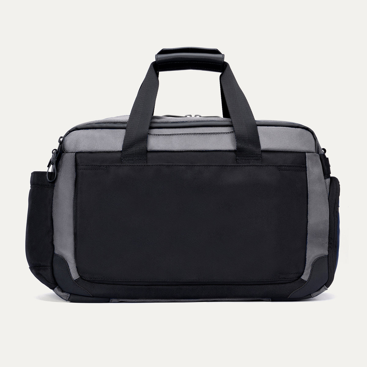 Rear view of the Travelpro Altitude Day-to-Day Duffel in Falcon Grey, featuring a full-width exterior slip pocket.
