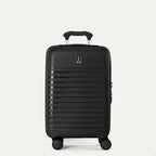 Black suitcase with a handle on a light gray background