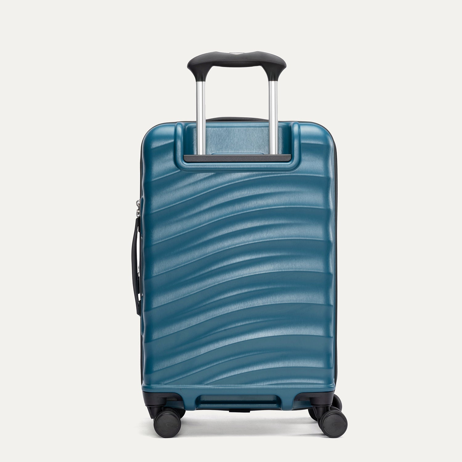 Rear view of Travelpro Maxlite Air V2 Hardside Spinner in Teal, showing textured polycarbonate shell and PowerScope Lite Handle.
