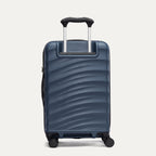 Rear view of Travelpro Maxlite Air V2 Carry-On Hardside Spinner in Midnight Blue, featuring a PowerScope Lite Handle and 360° Spinner Wheels.
