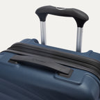 Close-up of Travelpro Maxlite Air V2 in Midnight Blue, showing PowerScope Lite Handle and low-profile top carry handle.
