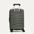 Rear view of Travelpro Maxlite Air V2 Carry-On Hardside Spinner in Slate Green, featuring a PowerScope Lite Handle and 360° Spinner Wheels.
