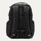 Black backpack on a white background