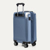 Blue suitcase with a textured surface on a white background