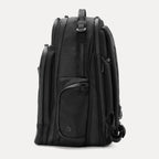Black backpack on a white background