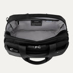 interior of a black carry on tote bag